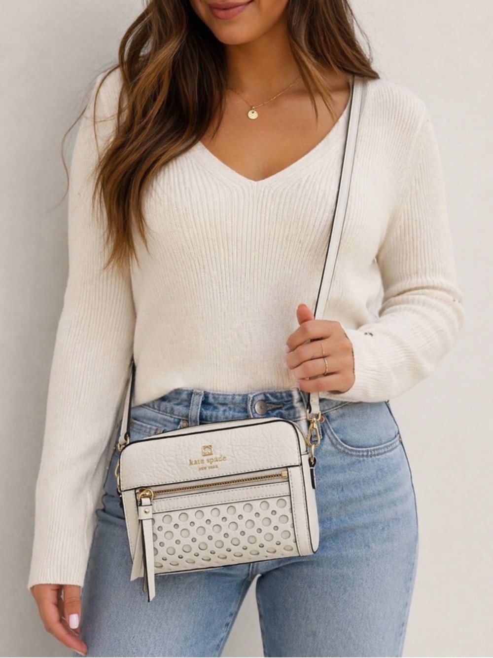 Kate Spade Cream Leather Crossbody Bag